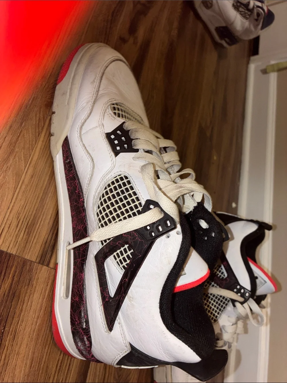 Jordan Kids White Black Red Retro Basketball Sneakers